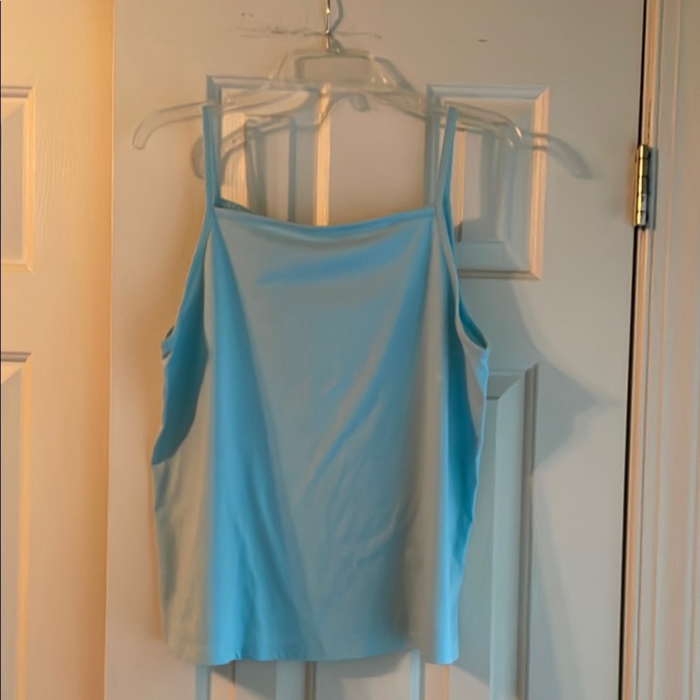 Blue Cut Out Relaxed Tank Top